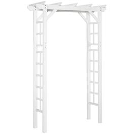 Outsunny - 85" Wooden Garden Arbor for Wedding and Ceremony, Outdoor Garden Arch Trellis for Climbing Vines - White