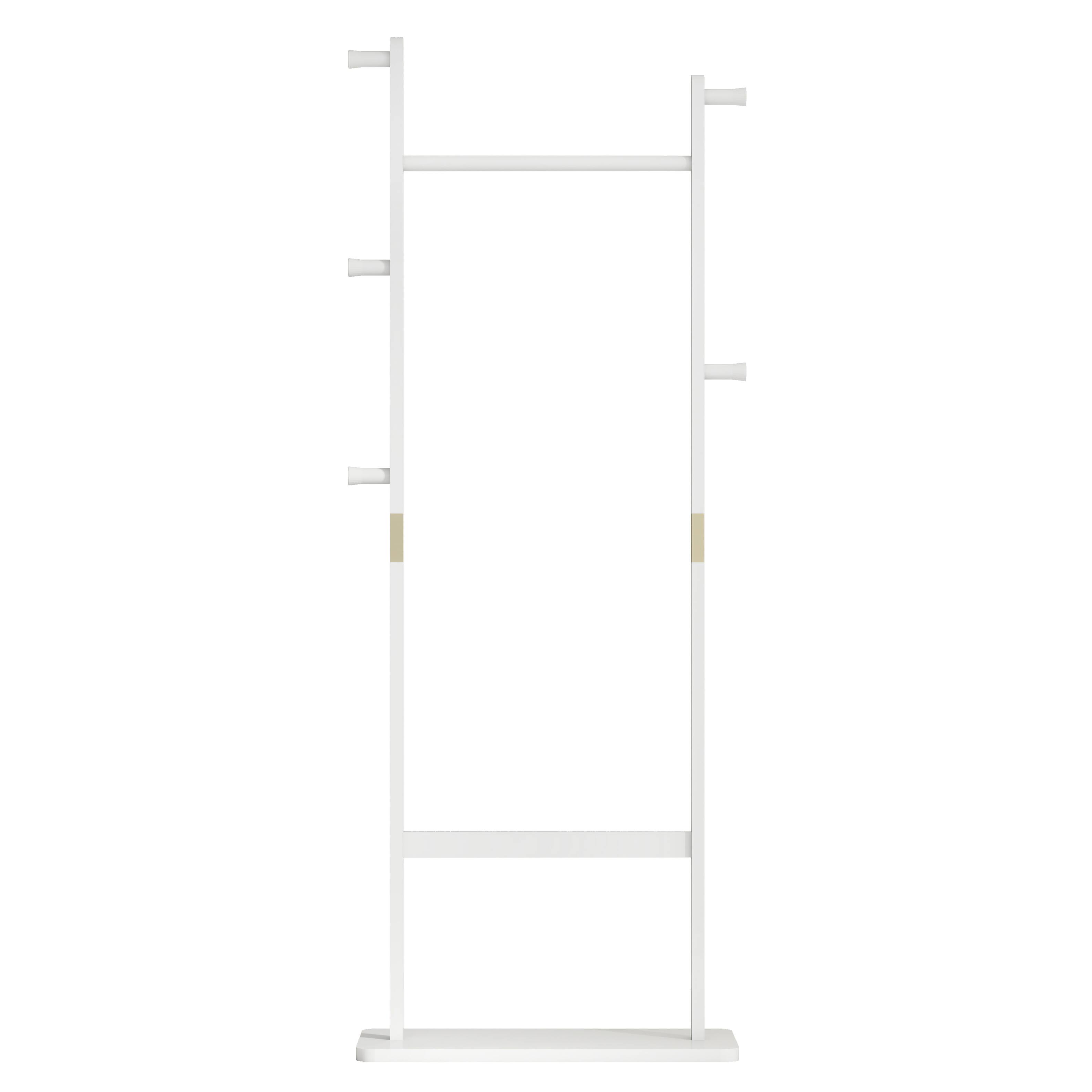 Alt View 4. Z-Edge - Solid Wood Coat Rack, Freestanding Clothing Rack with 5 Hooks & Bottom Shelf, Coat Rack Stand for Entryway, Bedroom - White.