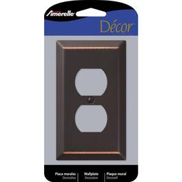 AMERELLE - Century Aged 1 gang Stamped Steel Duplex Wall Plate 1 pk - Bronze