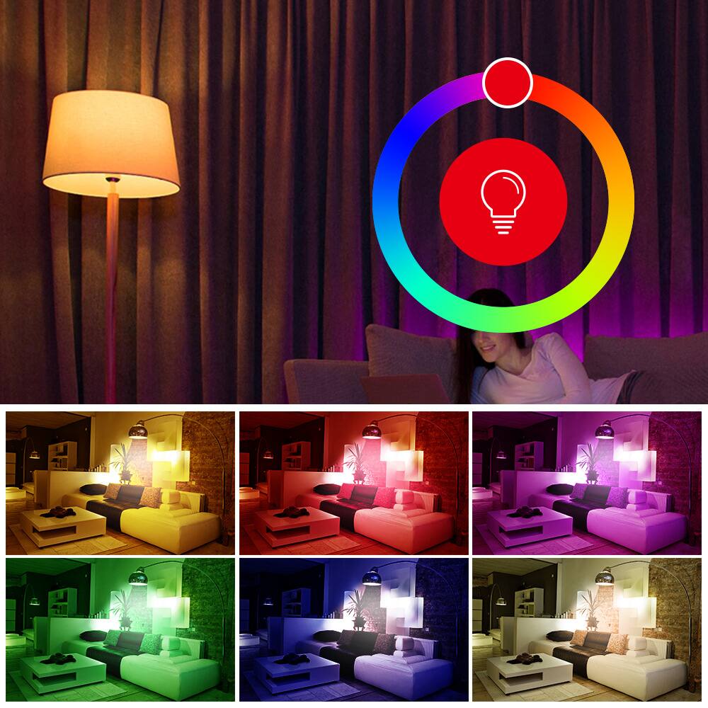 Alt View 5. SKYON - Smart Wi-Fi Bluetooth Light Bulb, Works with Alexa & Google Home - RGB Color Changing & Adjustable White, A19/E26.