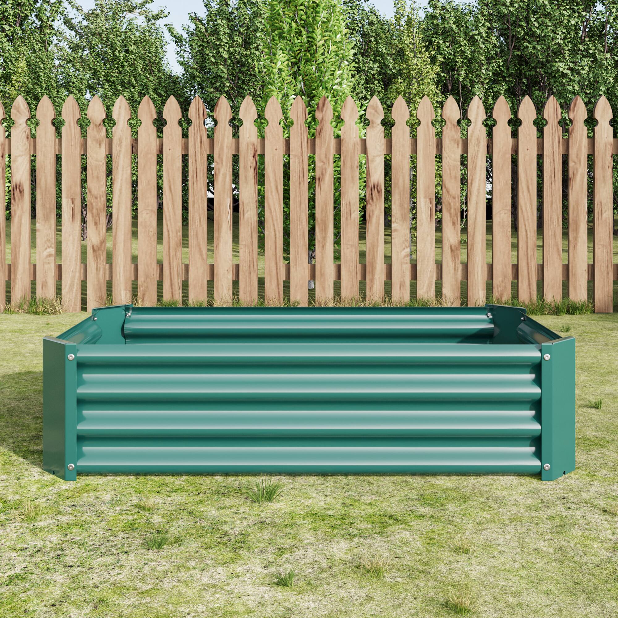 Alt View 8. PAIHOME - Metal Raised Garden Bed, 4×2×1 ft Rectangle Raised Planter for Flowers Plants, Vegetables Herb, Garden Decor - Green.