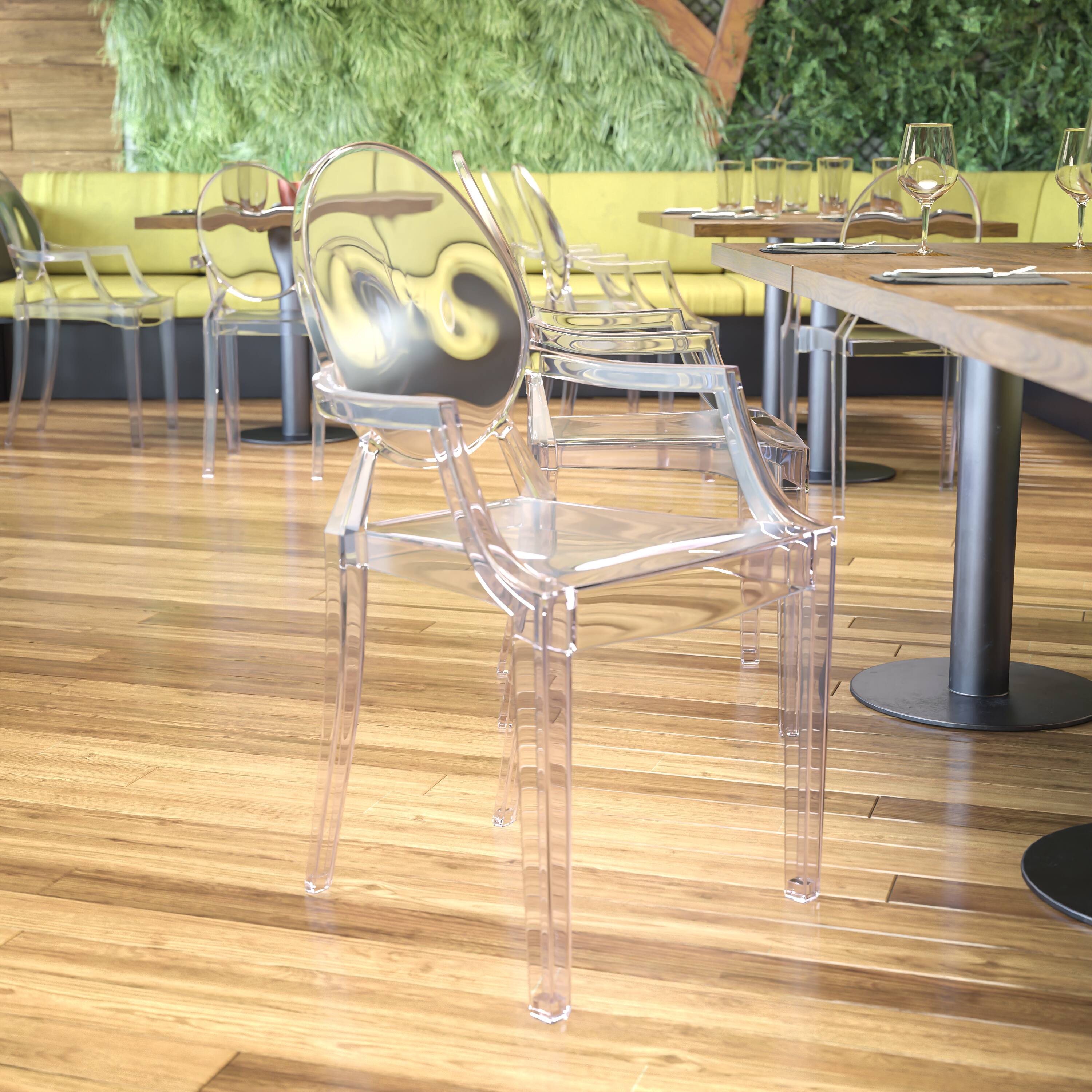 Alt View 1. Emma + Oliver - Oval Back Ghost Chair with Arms - Clear.