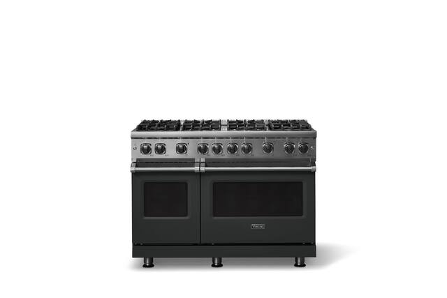 Front. Viking - 6.1 Cu. Ft. Professional 5 Series Freestanding Double Oven Liquid Propane Gas Convection 8 Burner Range - Antique Bronze.