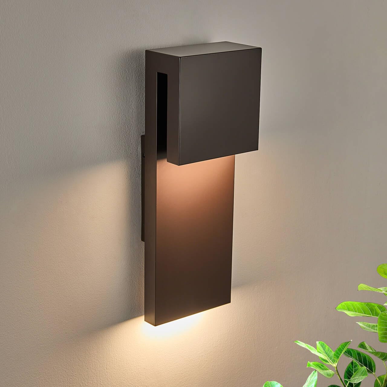 Front. Comfort Essence - Modern Led Outdoor Wall Sconce w Integrated Mount Anti Rust TextuSuit For Wet Locations And All Rooms Easil - 1 Pack Bronze.