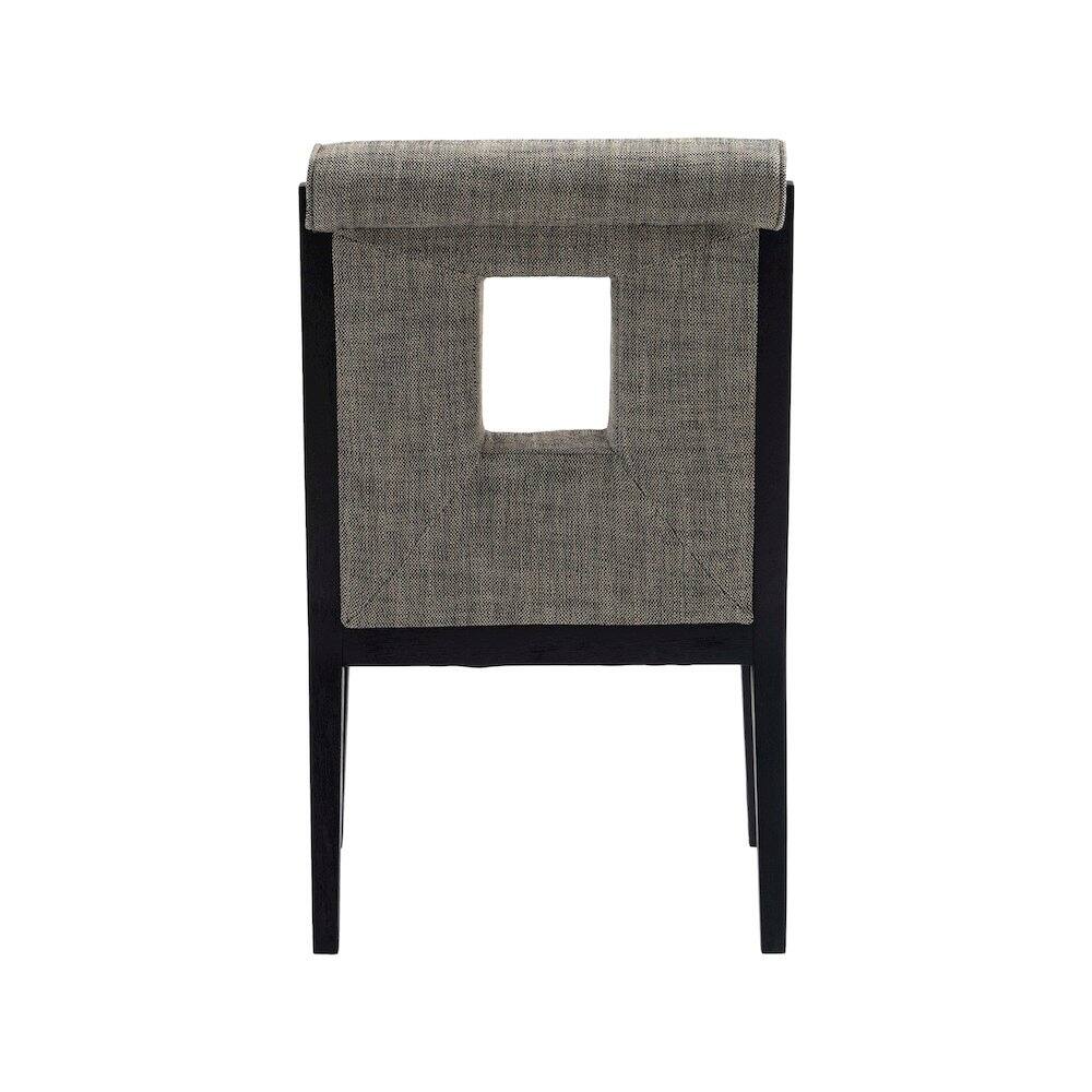 Alt View 4. Meridian Furniture - Gwendolyn Grey Linen Textured Fabric Dining Arm Chair - Grey.