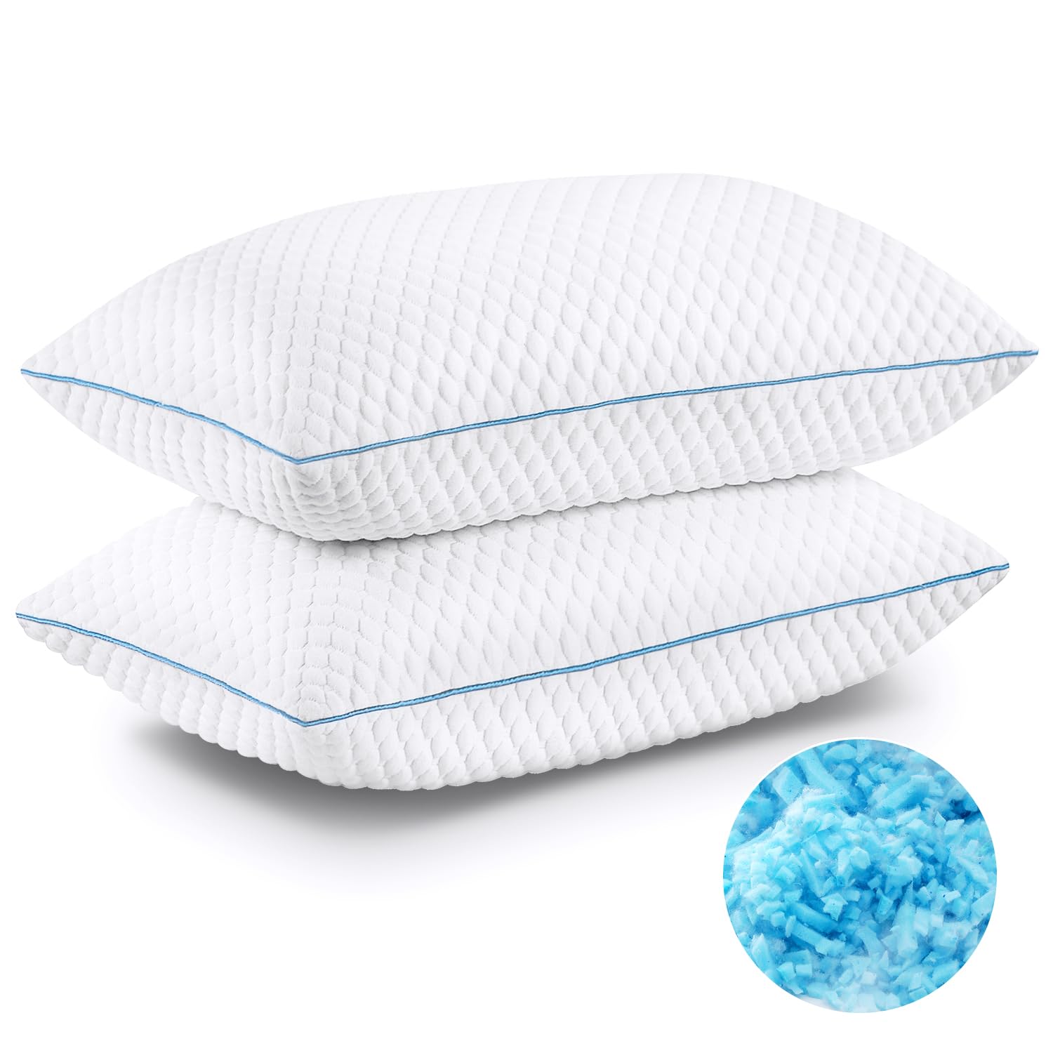 Alt View 9. Skar Audio - Bed Pillows Queen Of 2 Shredded Memory Foam For Side Sleepers Luxury Cool Gel Adjustable Firm Sleeping Pack... - Standard (Pack of 4).
