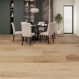 Dotfloor - Superoak PLUS Laminate Flooring - 72.7"x9.6" Planks, 6 Planks/Box (27.09 sq ft/Box), 12mm Thick, AC5 Wear Rating - Golden Hickory