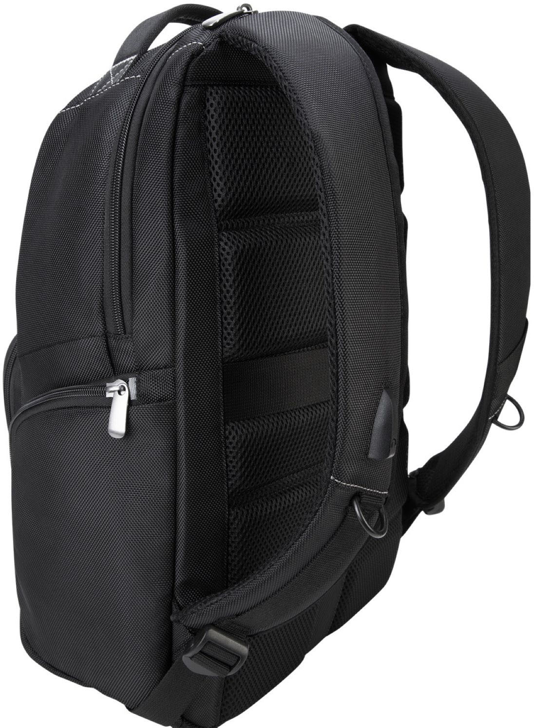 Left View: Thule - Accent Backpack 23L Bundle for 15.6" Laptop w/ Subterra PowerShuttle, 10" Tablet Sleeve, SafeZone, & Water Bottle Holder - Black