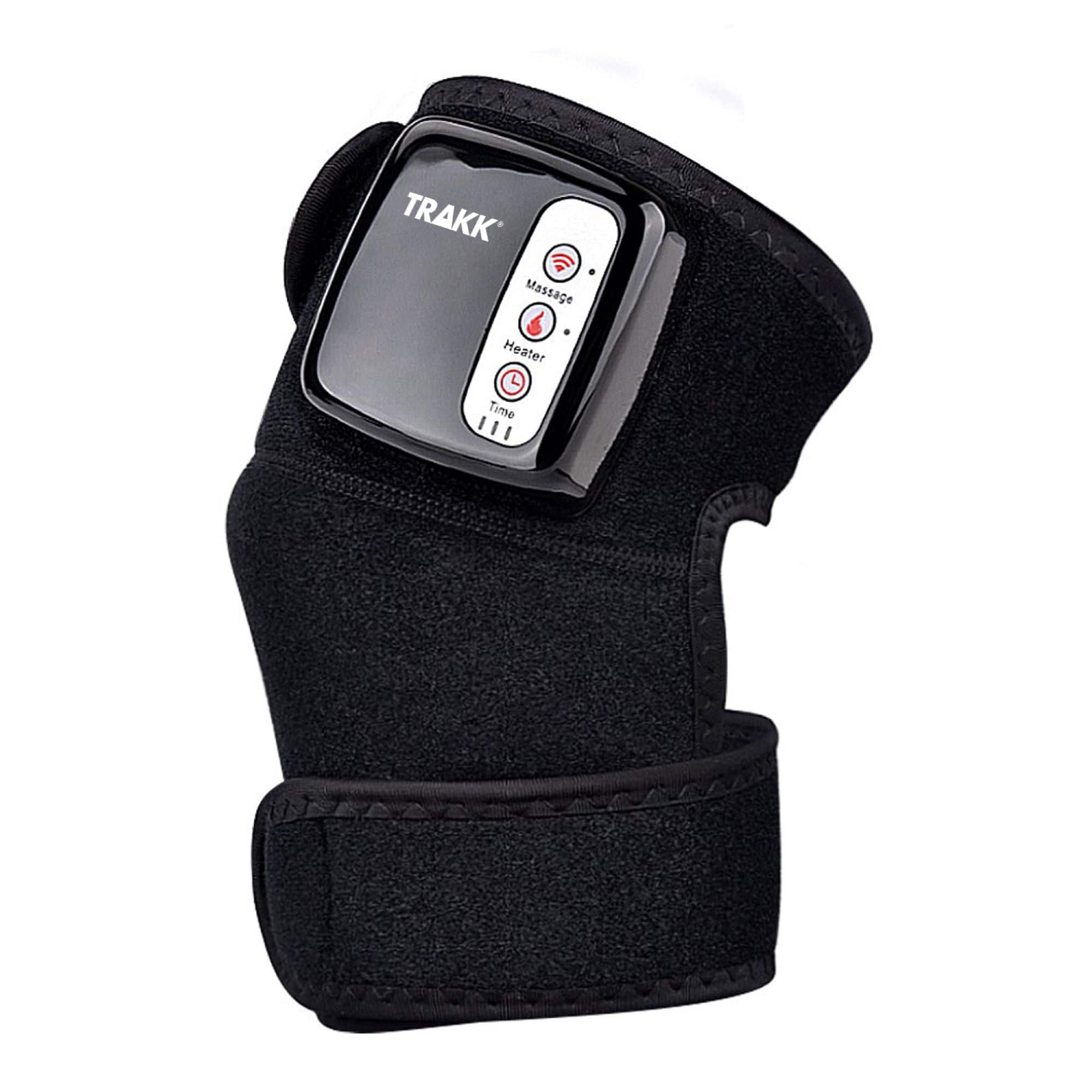 Front. TRAKK - Heating Massaging Knee & Shoulder Brace and Wrap - Black.