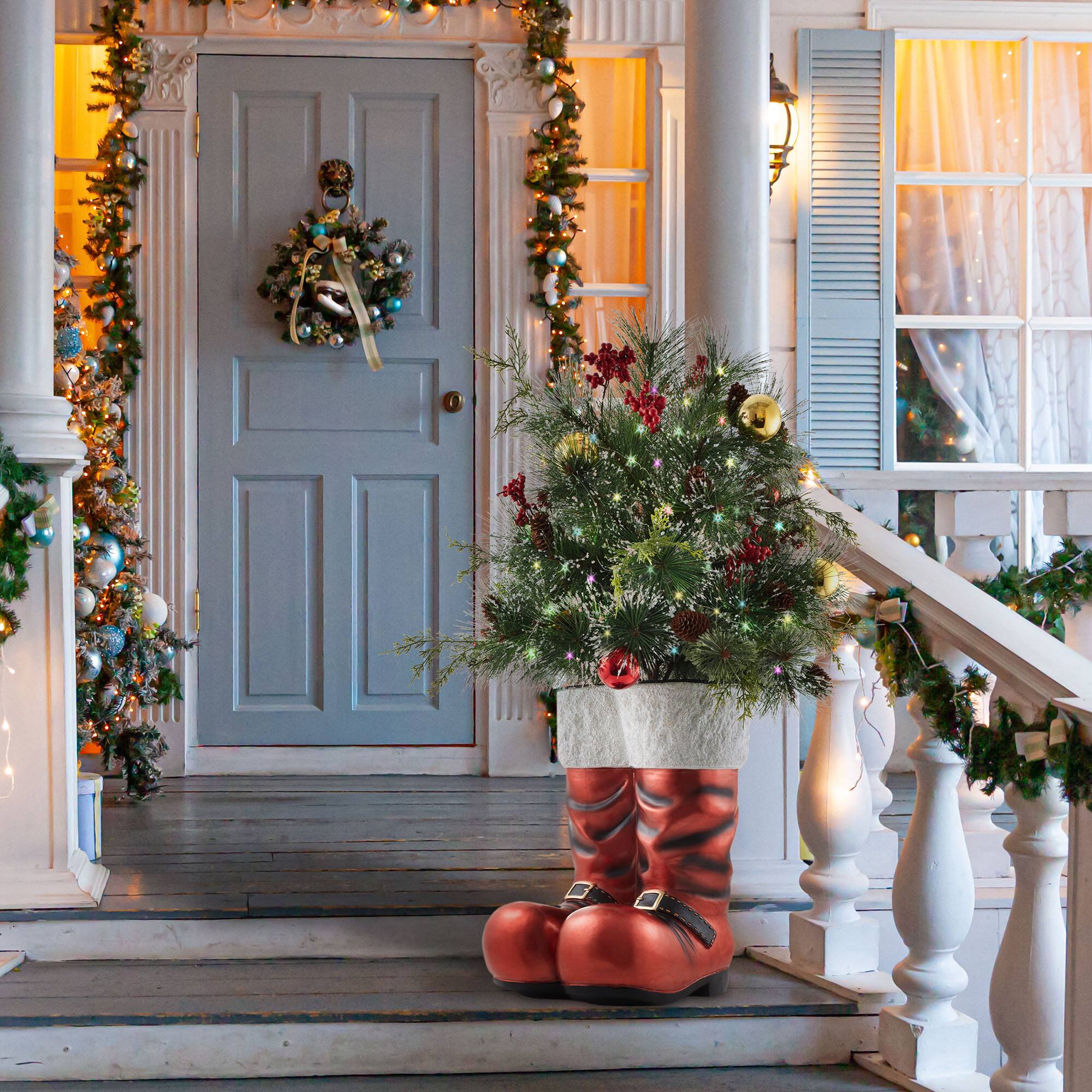 Alt View 1. Casafield - Santa Boots Decoration 40" Pre-Lit Holiday Christmas Decor - Red.