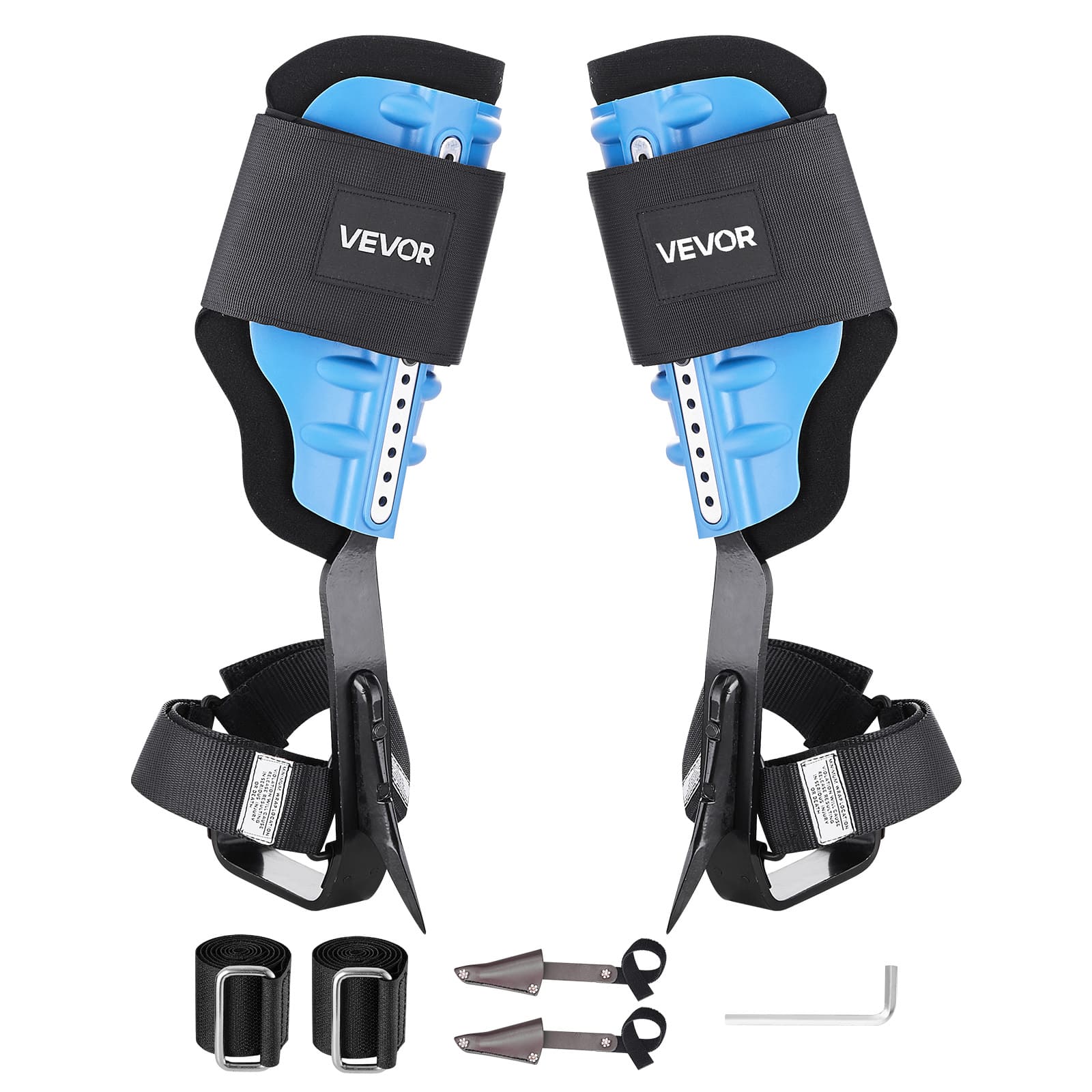 VEVOR - Tree Climbing Spikes, Height-Adjustable Tree Climbing Gear with Straps & Padding Cushion, 350 lbs Load Capacity - Sky Blue