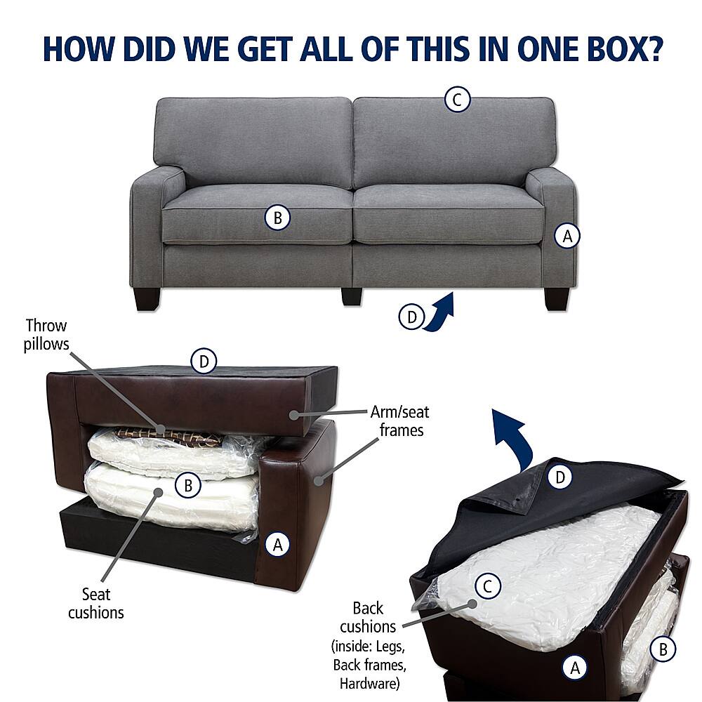 Alt View 18. Serta - RTA Martinique Collection 61" Fabric Loveseat Sofa - Kona Gray.