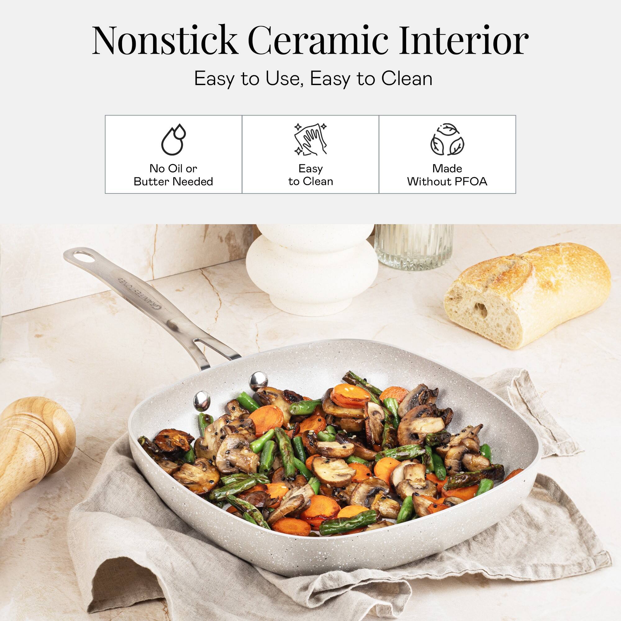 Nonstick Ceramic Interior

Easy to Use, Easy to Clean

No Oil or Butter Needed

Made Without PFOA