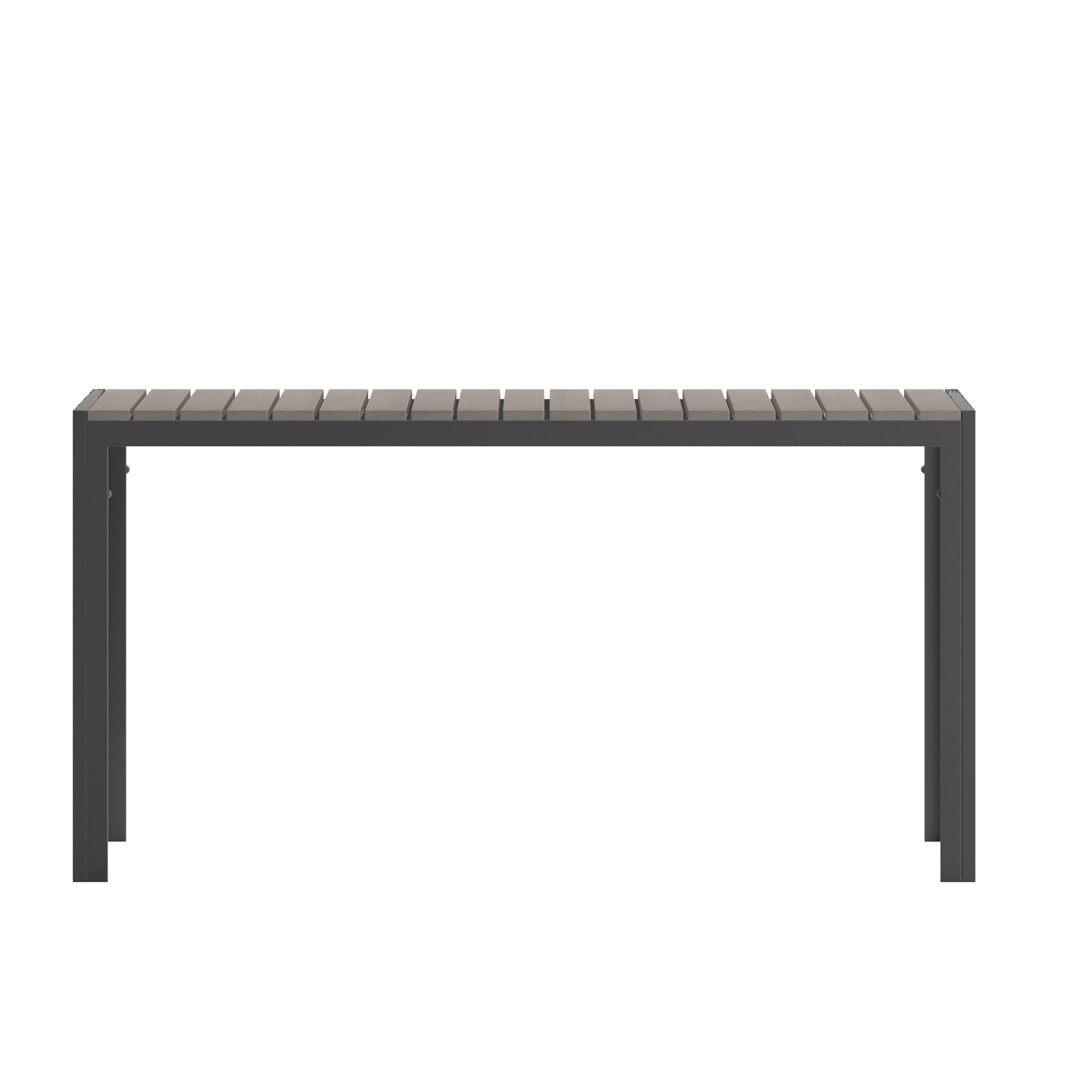 Alt View 7. Emma + Oliver - Fena 55" x 31" Outdoor Dining Table with Faux Teak Poly Slat Top and Metal Frame - Gray Top/Gray Frame.