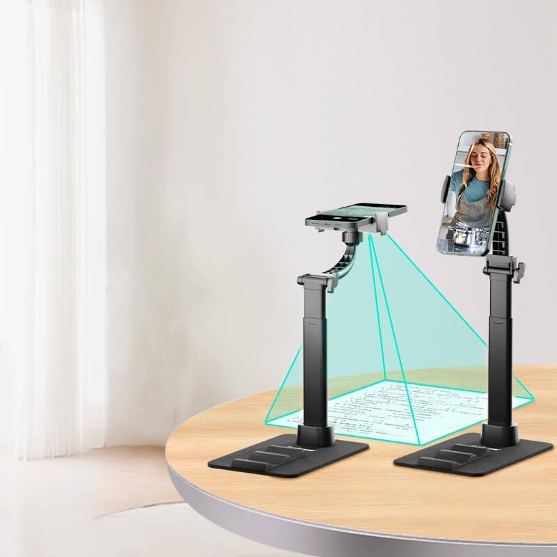 Front. METALTON - Adjustable Phone Stand Desk Mount With Rotation Clip on Holder For Phones And Tablets Height Non slip Base - Default.