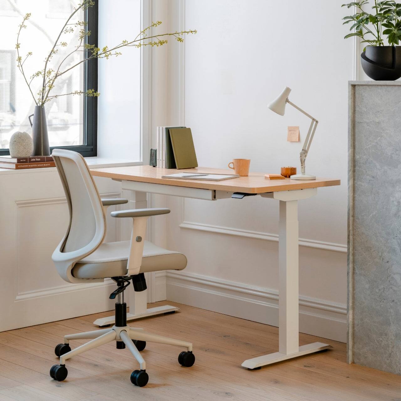 Branch Furniture Daily Chair – Office Chair with Swivel, Lumbar Support,  Adjustable Arms, Sustainable Comfortable Seating Limestone Vegan