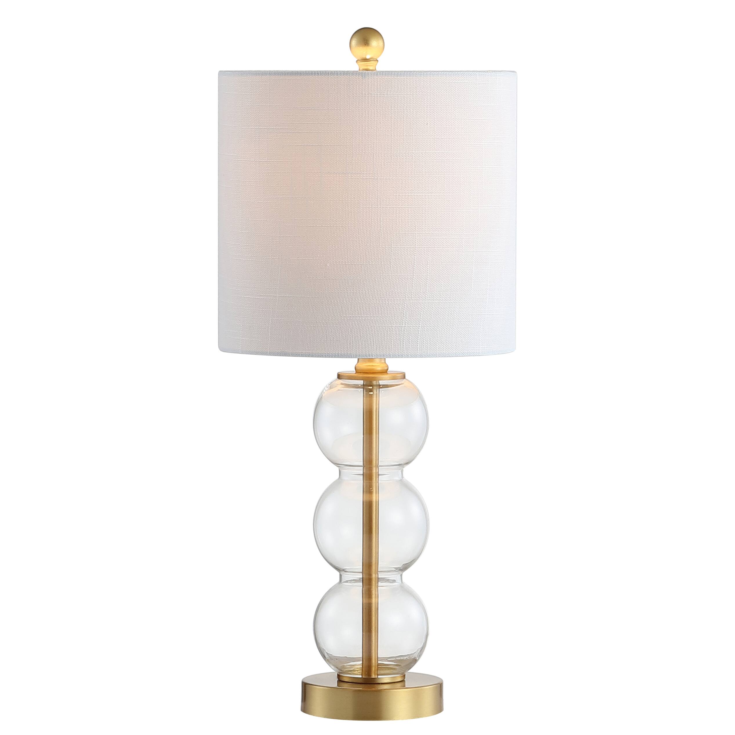 Front. Jonathan Y - February 21" Glass/Metal LED Table Lamp, Clear/Brass Gold - Clear/Brass Gold.