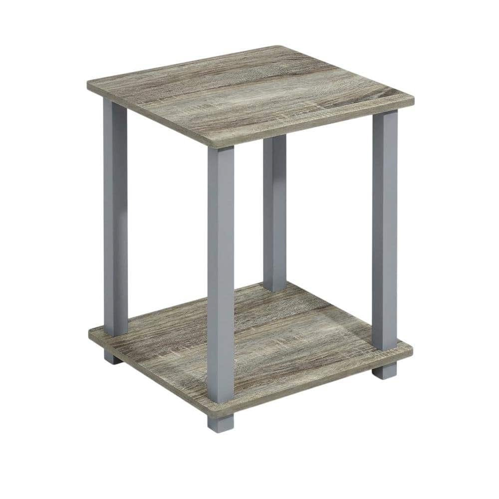 FurniFact - Wooden Bookcase with Open Shelves for Living Room Storage - French Oak/Grey