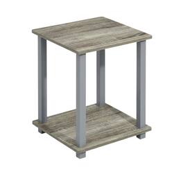 FurniFact - Wooden Bookcase with Open Shelves for Living Room Storage - French Oak/Grey