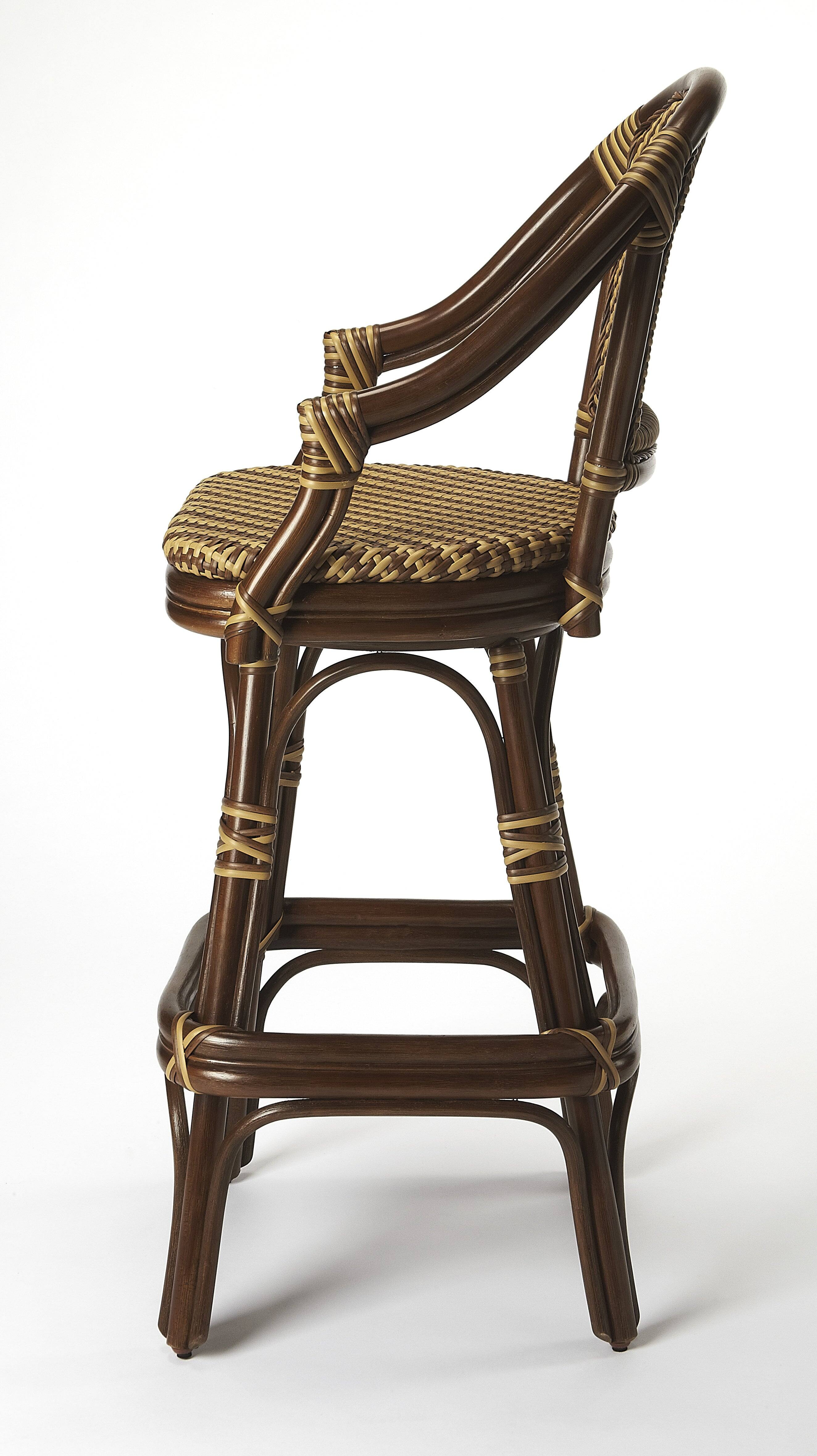 Alt View 3. Butler Specialty - Renata 29.75 in. Seat Height Rattan Bar Stool with Back - Multi-Color.