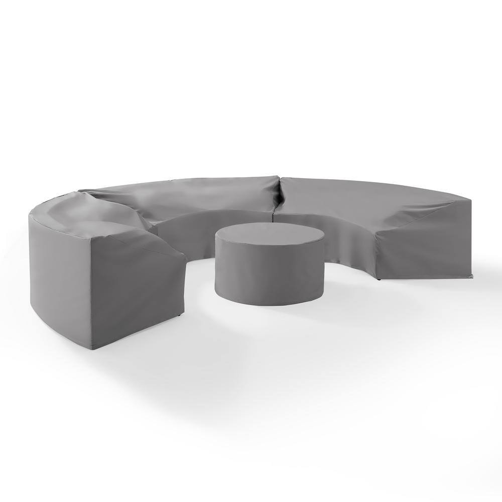 Angle. Crosley Furniture - Catalina 4Pc Outdoor Furniture Cover Set, 3 Round Sectional Sofas & Coffee Table - Gray.