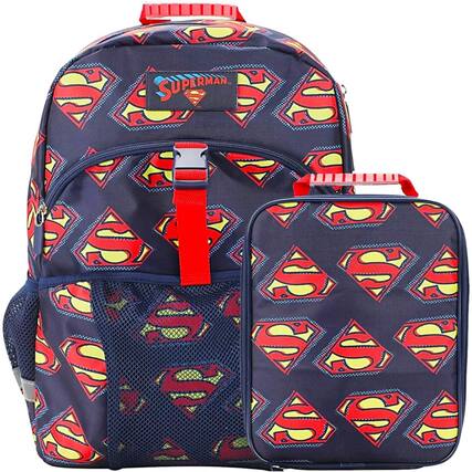 Front. Bioworld - Bioworld Superman Logo All-Over Print 16" Premium Backpack & Lunch Kit Set - Assorted Pre-Pack.