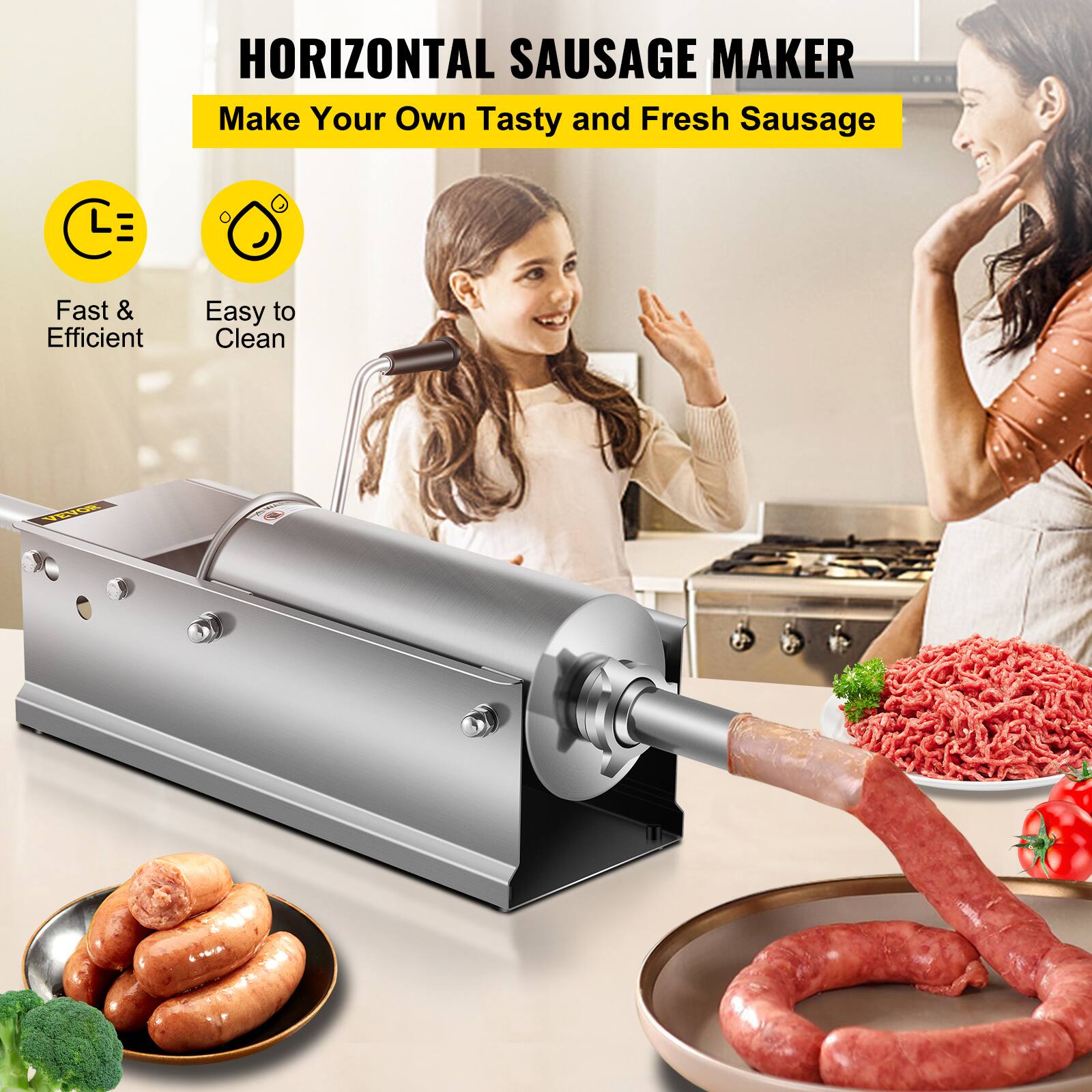 HORIZONTAL SAUSAGE MAKER  
Make Your Own Tasty and Fresh Sausage  

Fast & Efficient  
Easy to Clean