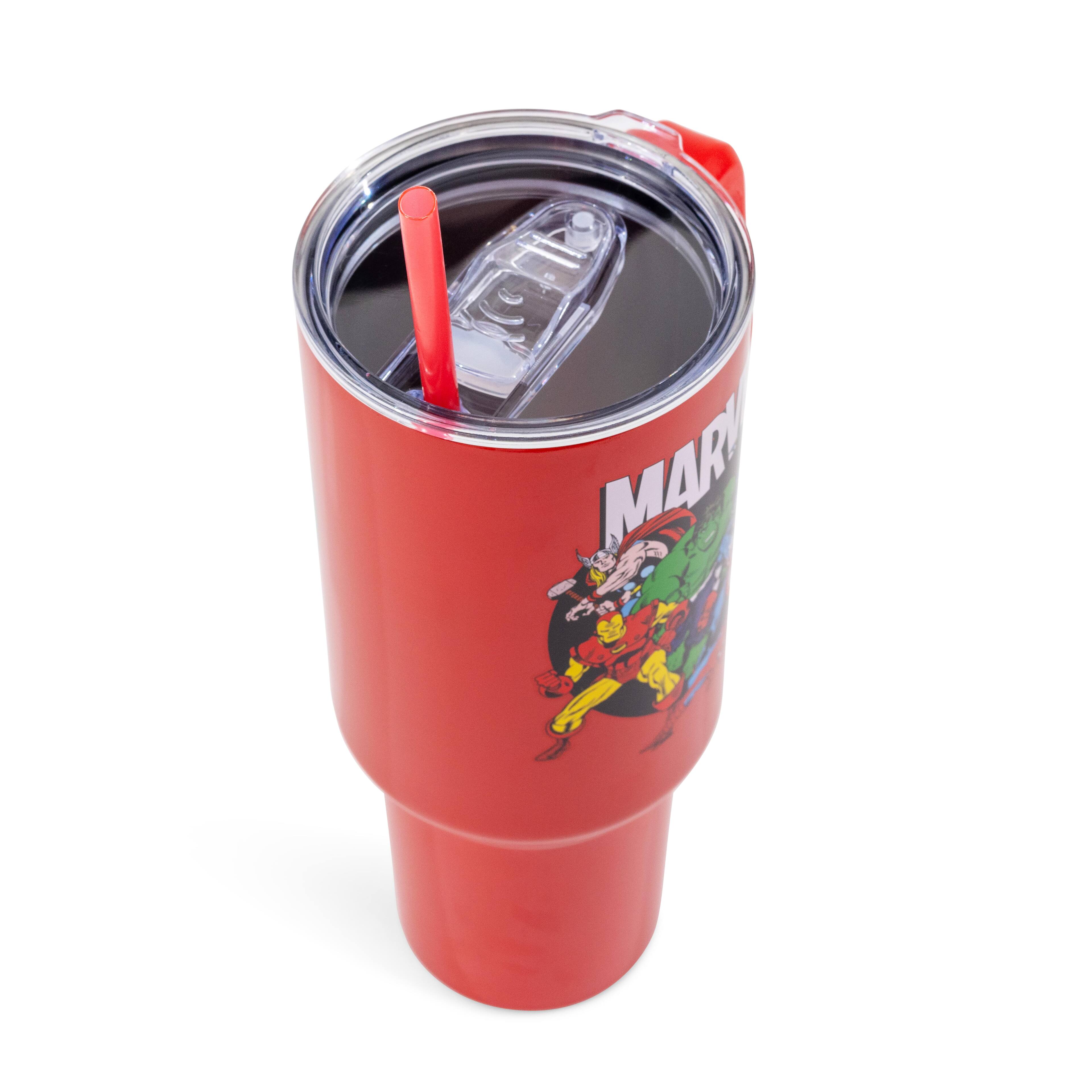 Alt View 1. Marvel - Marvel Comics The Avengers 40-Ounce Red Stainless Steel Tumbler With Handle - Red.