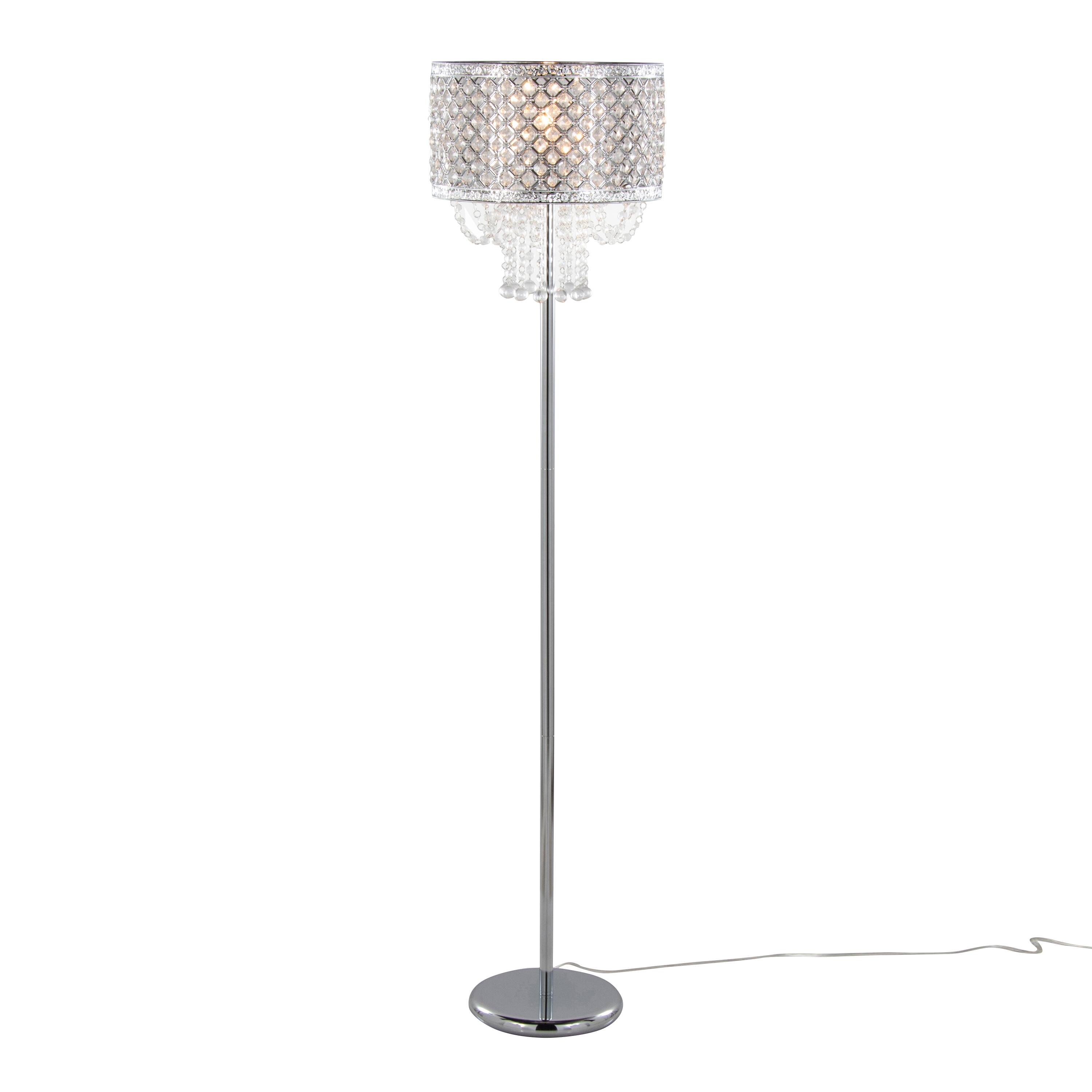 Left. Loheer - Loheer 60-Inch Polished Chrome Crystal Accent Room Luminaire Elegant Living Room Lighting Fixture - Clear.