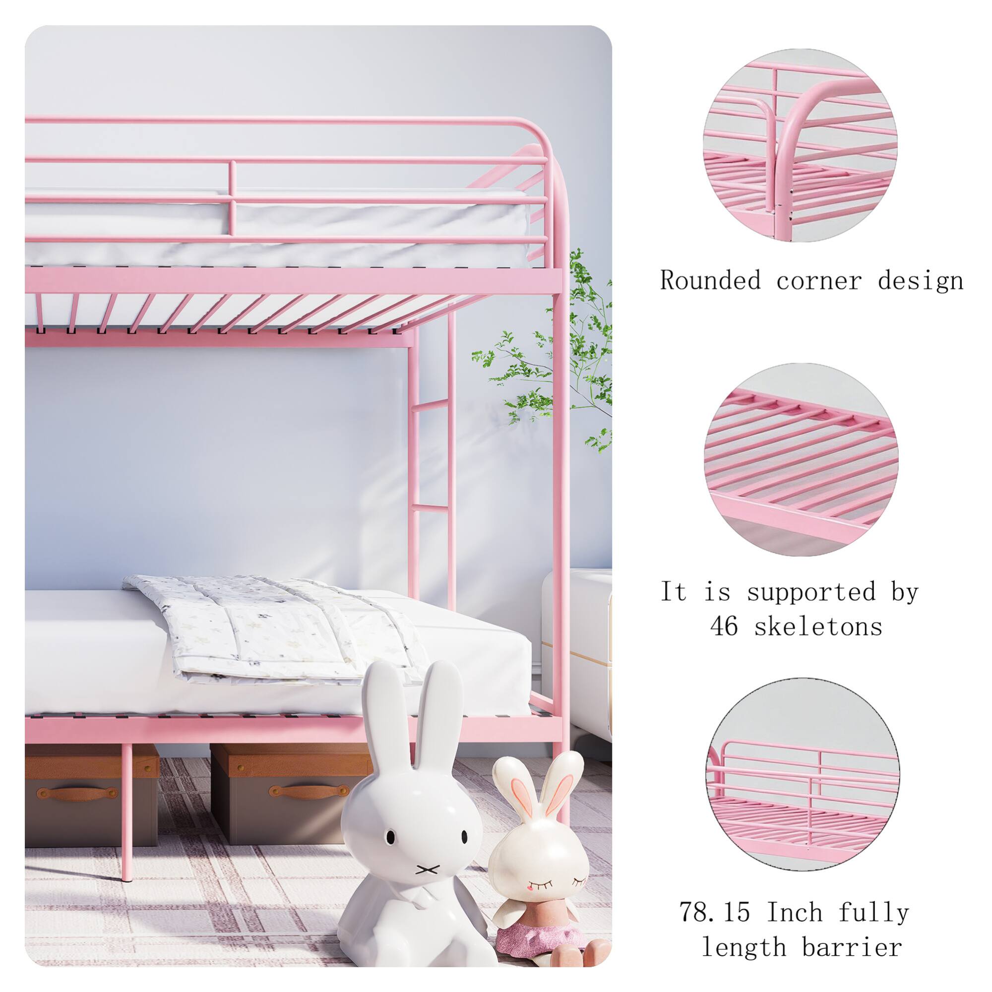 Rounded corner design  
It is supported by 46 skeletons  
78.15 Inch fully length barrier