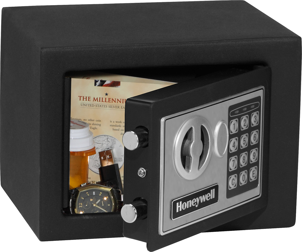 Angle View: Honeywell - 0.17 Cu. Ft. Security Safe - Black
