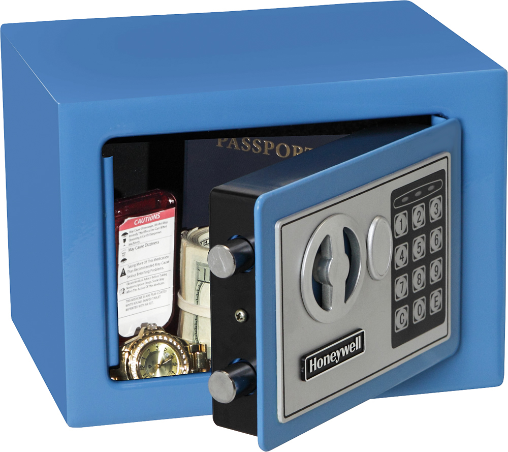 Angle View: Honeywell - 0.17 Cu. Ft. Security Safe - Blue