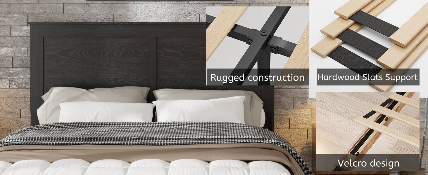 Rugged construction  
Hardwood Slats Support  
Velcro design