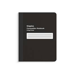 Staples - Composition Notebook, 7.5" x 9.75", College Ruled, 80 Sheets, 4/Pack - Black