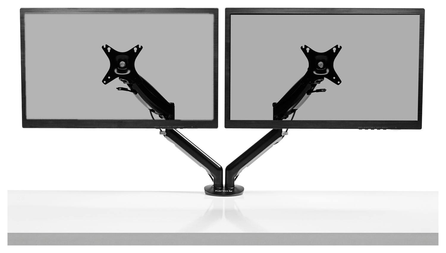 Front. Kanto - Dual-Monitor Mount for Most 17"-27" Flat-Panel Displays - Black.