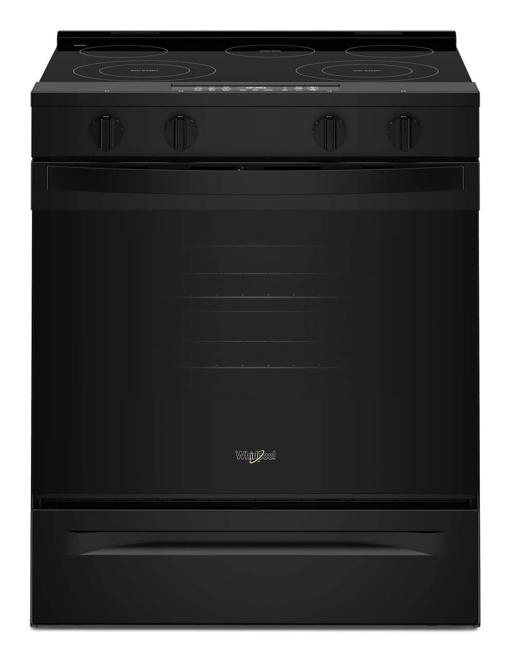 Front. Whirlpool - 30 in. Wide 5 elements 5.3 cu. ft. Slide-In Electric Range with No Preheat and Slow Cook Modes - Black.