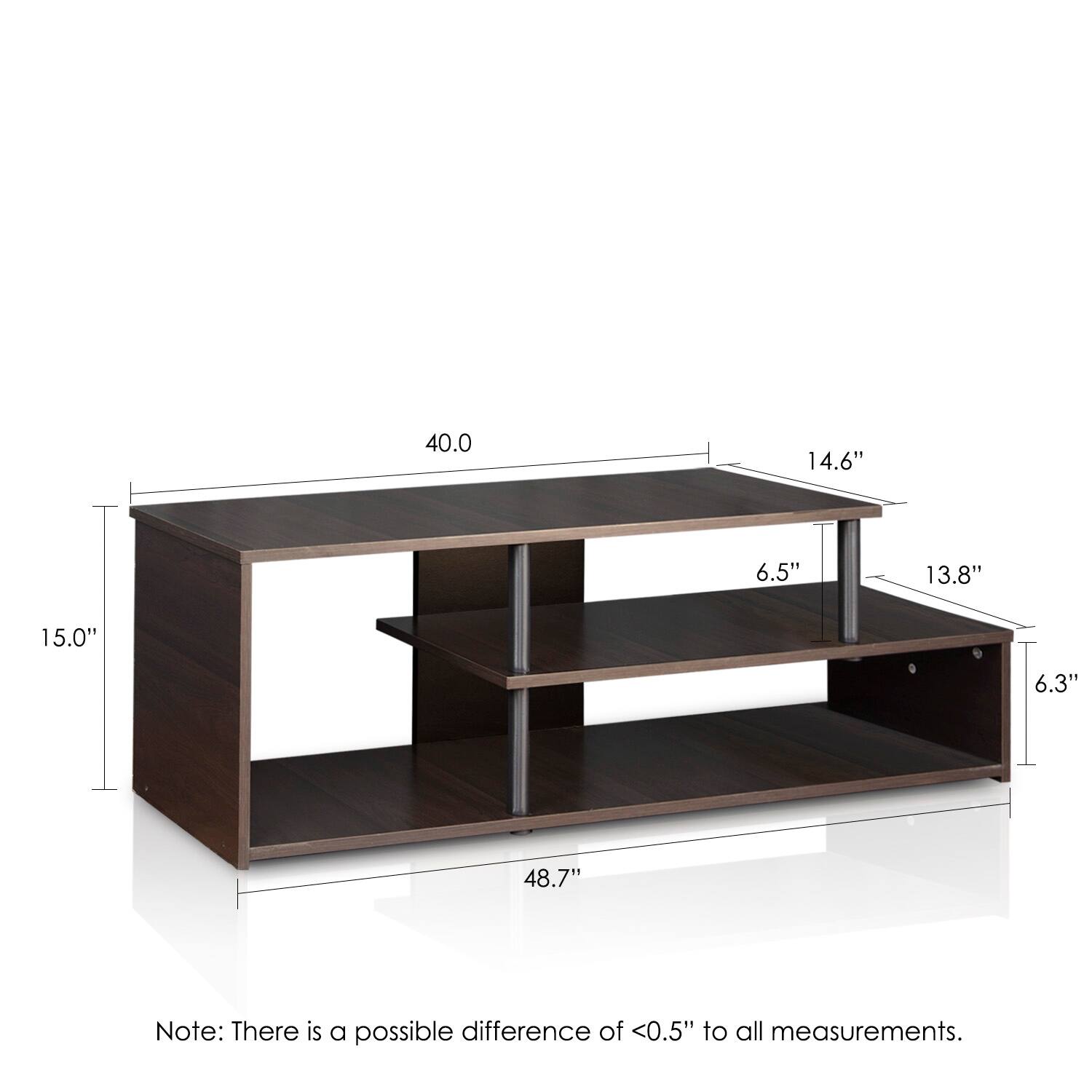 40.0" x 14.6" x 15.0" x 48.7"  
6.5" x 13.8" x 6.3"  

Note: There is a possible difference of <0.5" to all measurements.