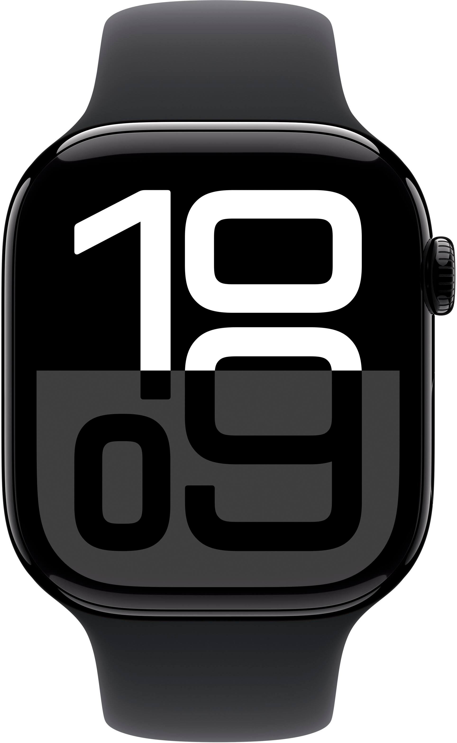 Alt View 11. Apple - Apple Watch Series 10 (GPS) 46mm Aluminum Case with Black Sport Band - M/L - Jet Black.