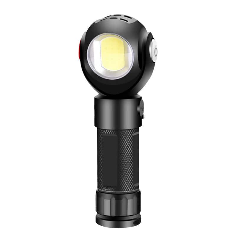 Cluzine - 360° Rotating LED Flashlight, Dual Light Source, 7 Modes, Micro USB, Rechargeable for Repair