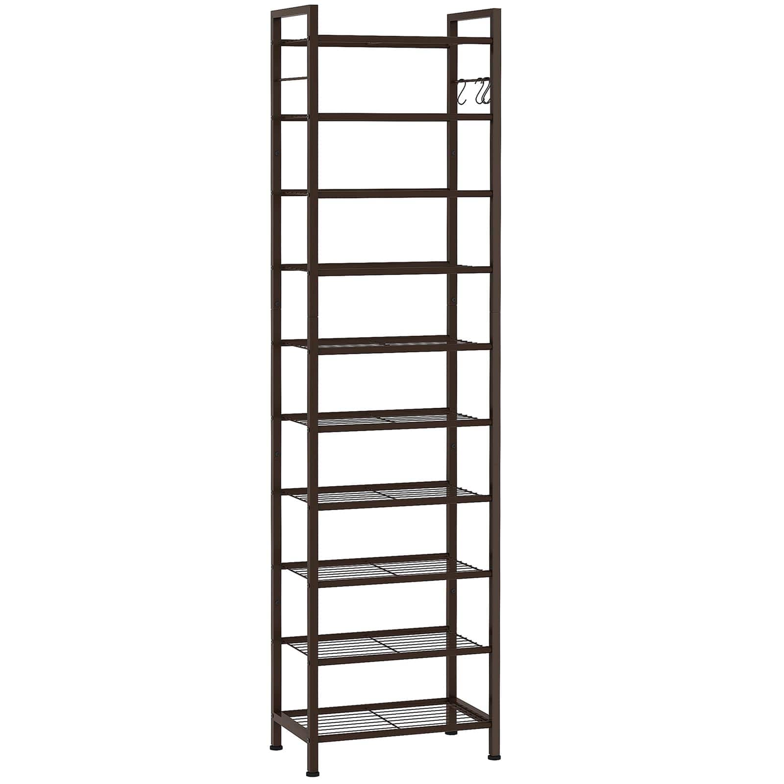 Refined Abode Design - 10 Tiers Narrow Shoe Rack 20-30 Pairs Sturdy Metal Tall Shelf With Slim Storage Space Saving Vertical Organ - Bronze 10 Tier ( 17.9 x 11 x 69.2 inches)