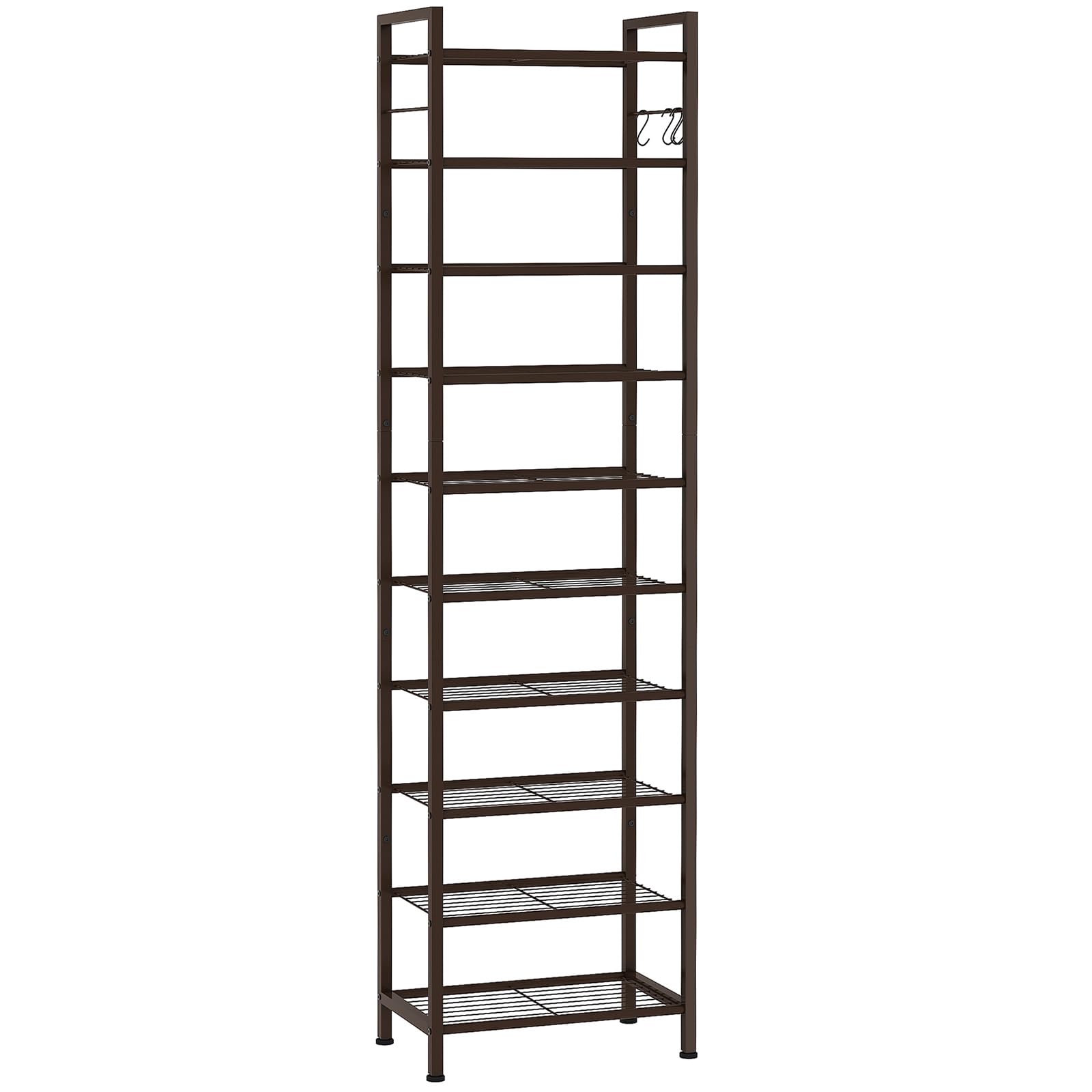 Front. Refined Abode Design - 10 Tiers Narrow Shoe Rack 20-30 Pairs Sturdy Metal Tall Shelf With Slim Storage Space Saving Vertical Organ... - Bronze 10 Tier ( 17.9 x 11 x 69.2 inches).