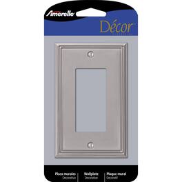 AMERELLE - Metro Brushed 1 gang Die-Cast Metal Decorator Wall Plate 1 pk - Nickel