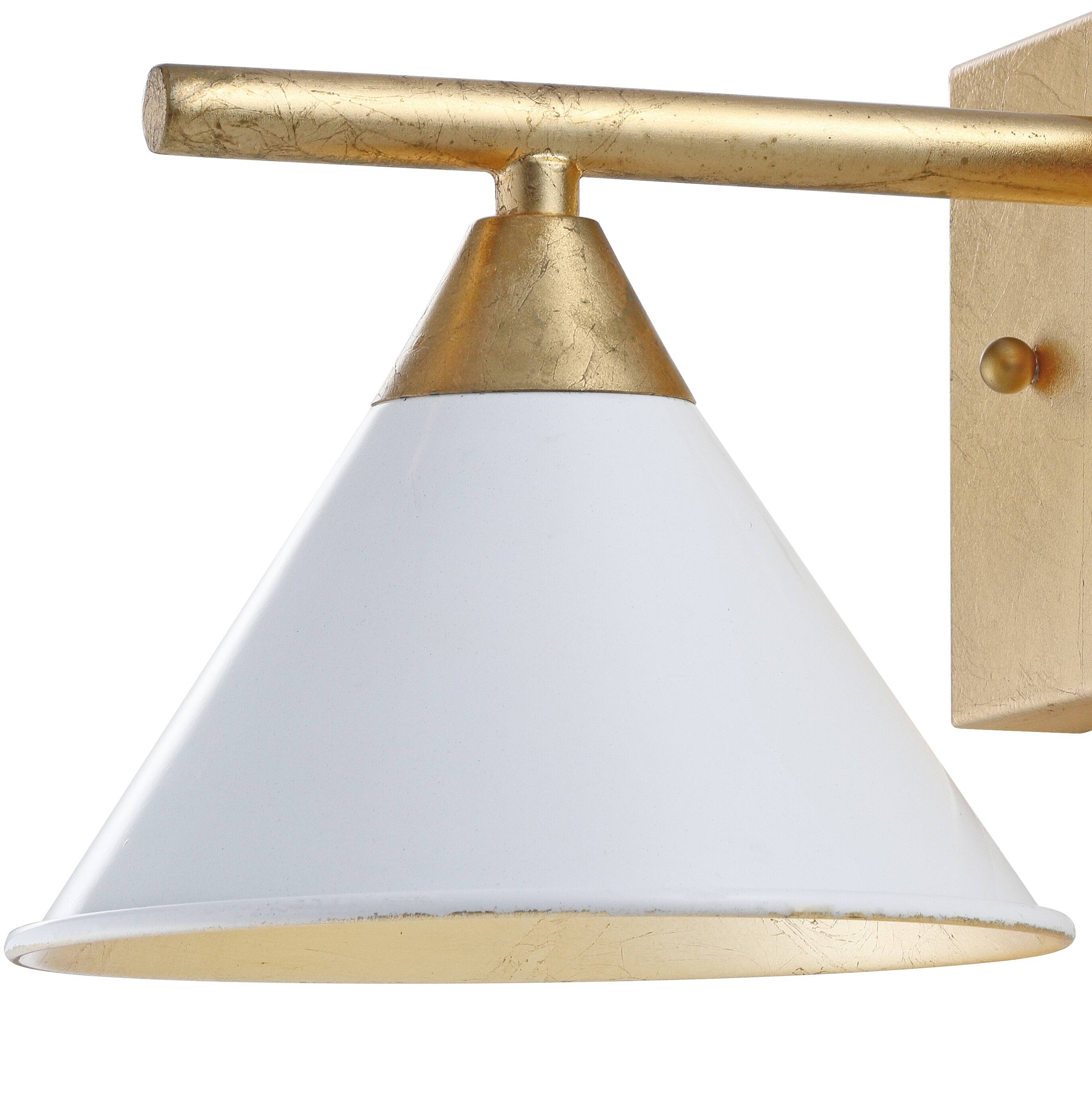 Alt View 4. Jonathan Y - Yvette 9.25" 1-light Metal Vanity, White/Gold - White/Gold Leaf.