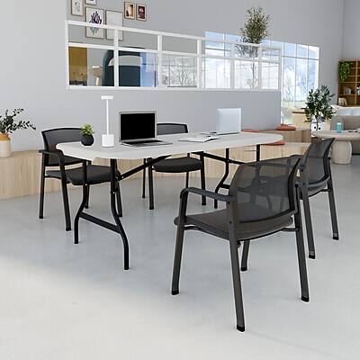 Alt View 5. Staples - Staples 6' x 29.5" Heavy Duty Plastic Folding Table, White Granite (62109) - White Granite.