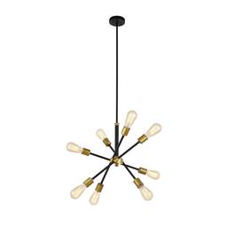 Living District - Axel 6 Lights Black Pendant - Black And Brass