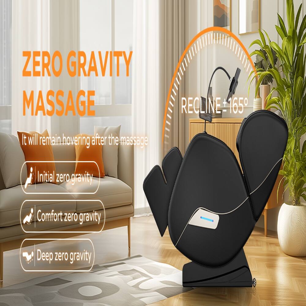 ZERO GRAVITY MASSAGE  
It will remain hovering after the massage  

RECLINE +165°  

Initial zero gravity  
Comfort zero gravity  
Deep zero gravity