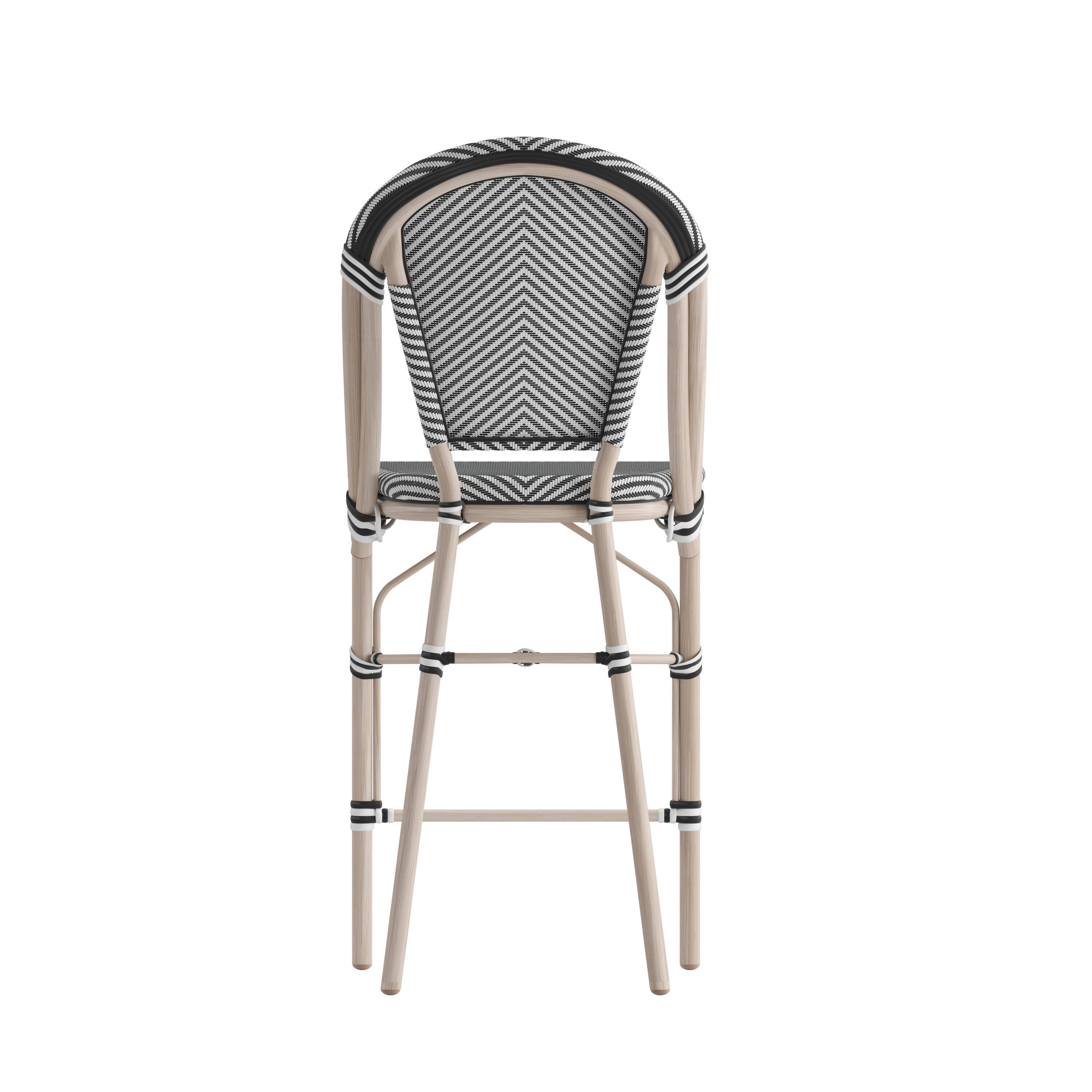 Alt View 8. Emma + Oliver - Massalia Indoor/Outdoor Bistro Style Counter Stools with Textilene Seat and Metal Frame - Black & White/Light Natural Frame.