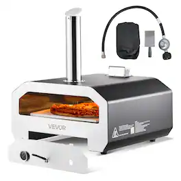 VEVOR - Dual Fuel Pizza Oven Outdoor, 16 in Wood Fire & Propane Gas Pizza Oven, Portable Pellet & Propane Pizza-Maker - Black (spray)