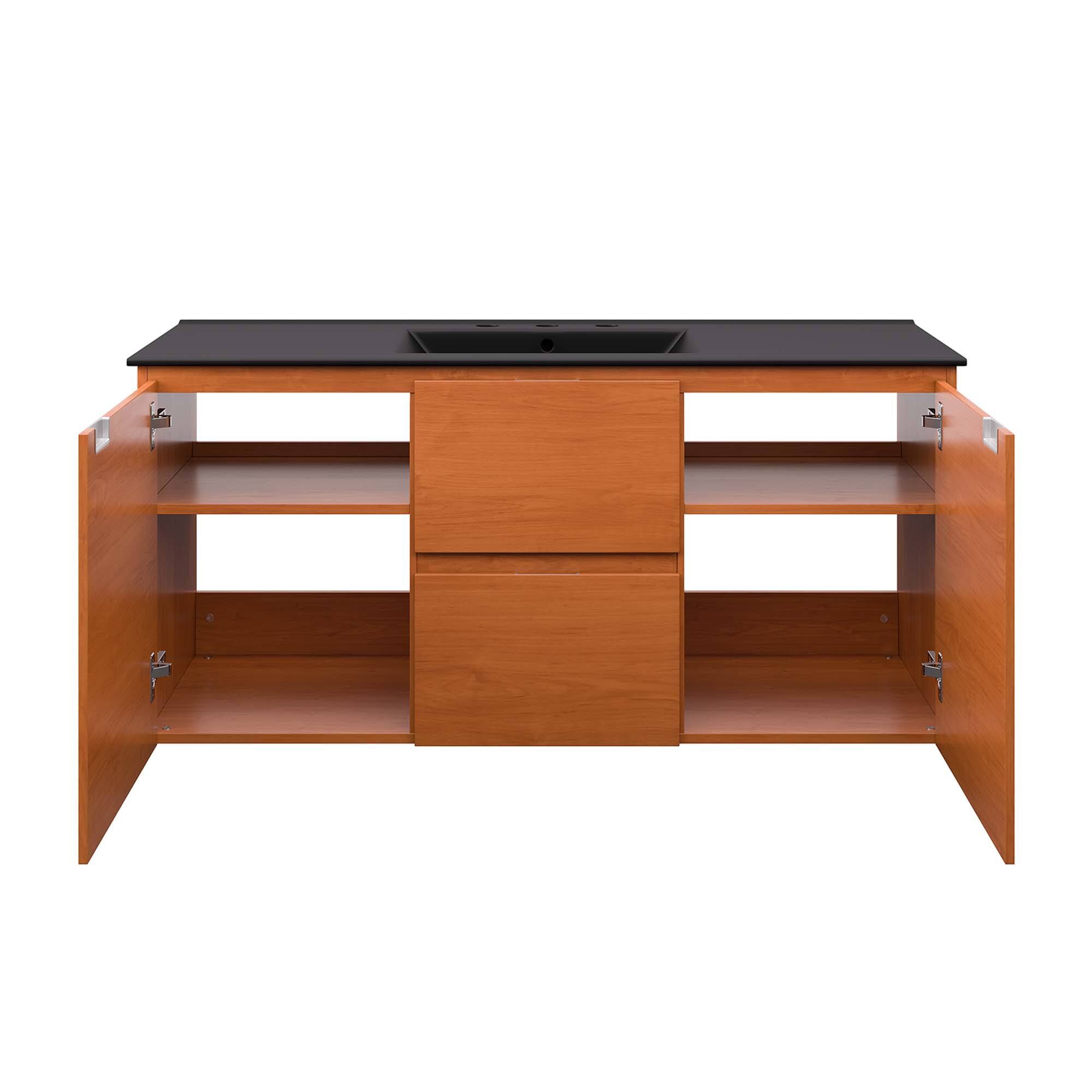 Alt View 4. Modway - Scenic Wall-Mount Bathroom Vanity Basin Included by Modway - Cherry Black.