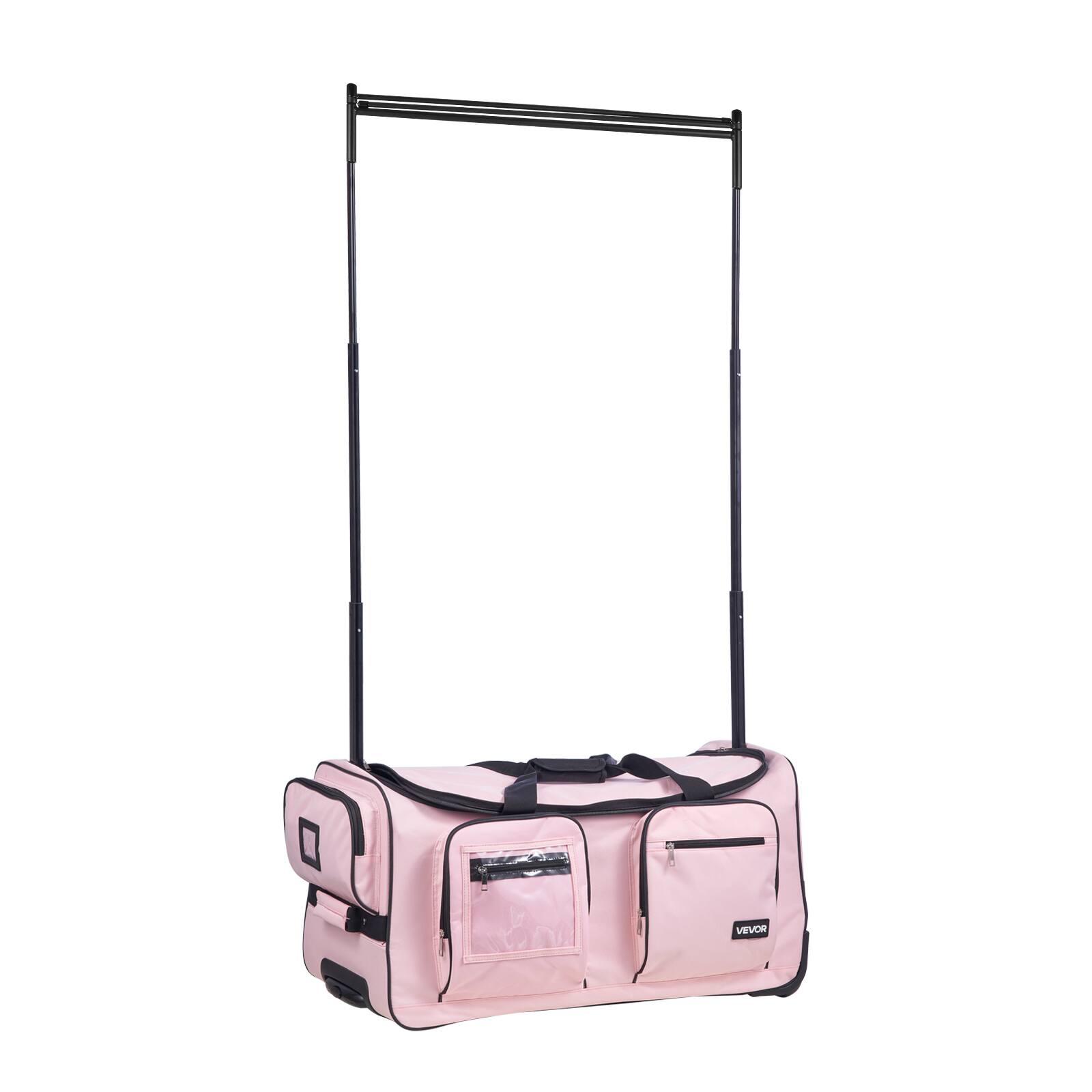 Alt View 5. VEVOR - Dance Bag with Garment Rack, 29 Inch Rolling Dance Duffel, with Wheels, USB Port, Height Adjustable Clothes Rack - Pink.